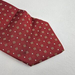 Brooks Brothers Makers Mens Burgundy Silk Tie Geometric Pattern Made in USA